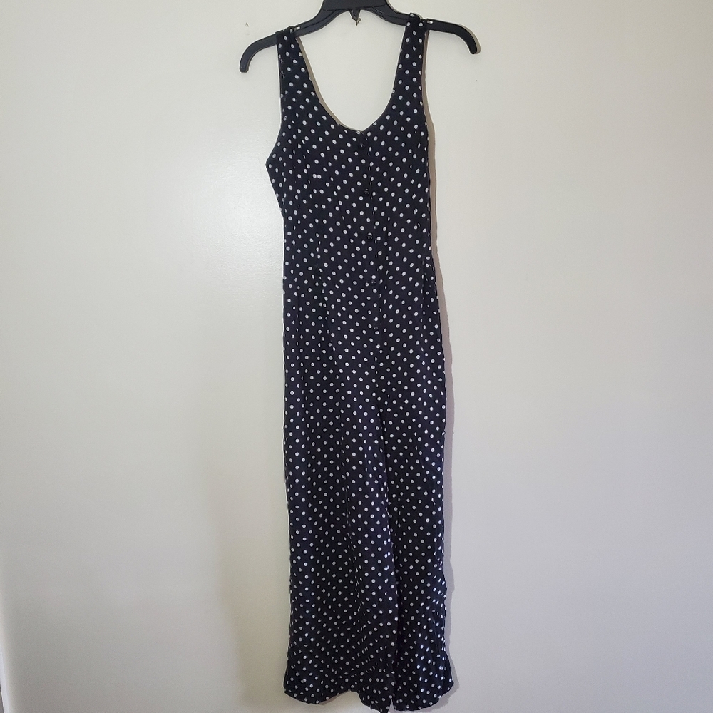Vintage Prima Donna Bow Tied Back Wide Leg Polka Dot Jumpsuit Size Small